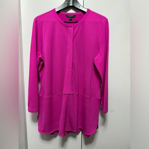 Lauren Ralph Lauren Top Fuschia Pink 3/4
Sleeve Button Tunic Blouse - Picture 5 of 9